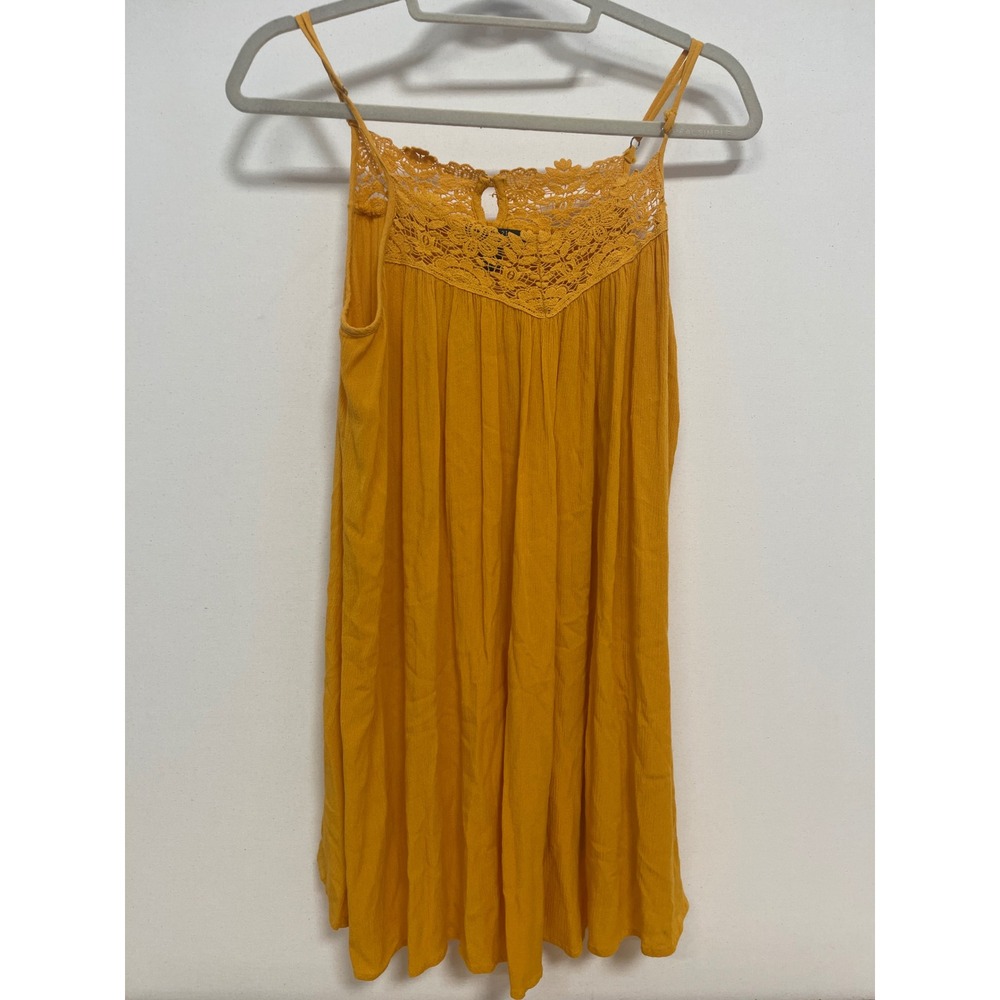 Forever 21 Contemporary Mustard Yellow Lace Trim Mini Dress Medium